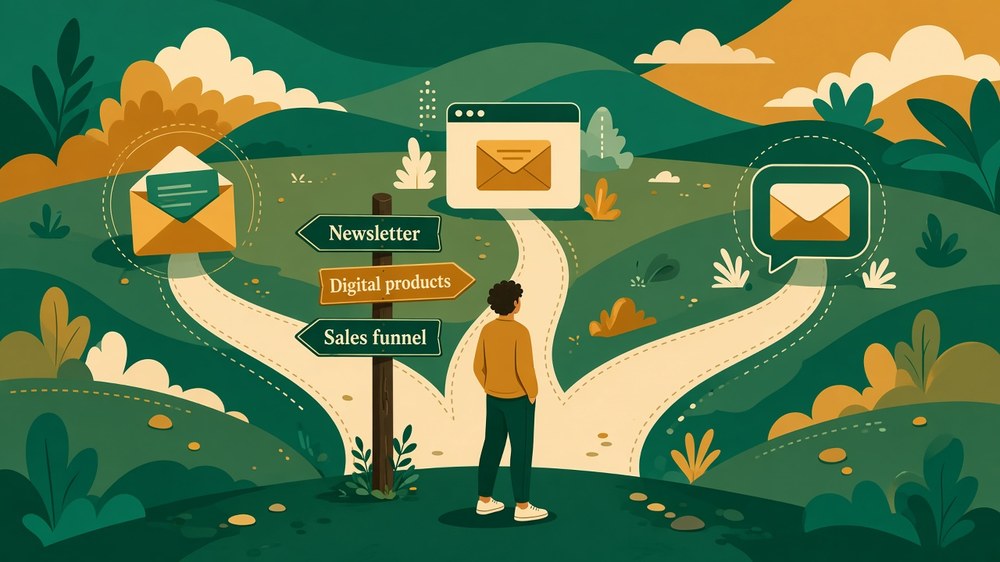 Choosing the best email marketing tool for creators before the Kit Black Friday deal: newsletter, digital product and sales funnel paths leading to different tools