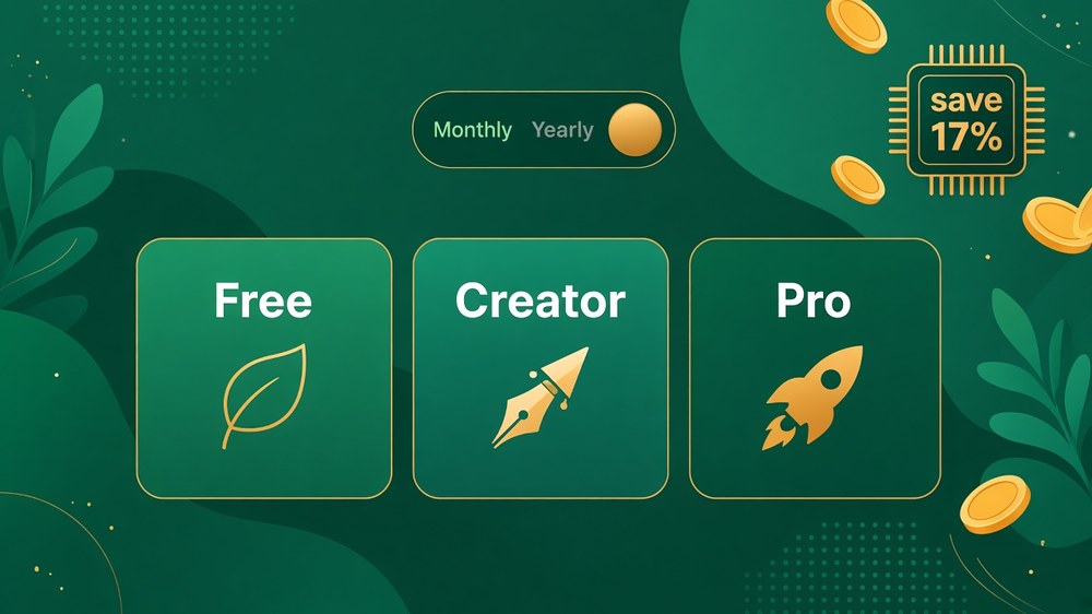 Kit pricing plans compared for the Kit Black Friday deal: Free, Creator and Pro cards with yearly versus monthly billing toggle and subscriber tier slider